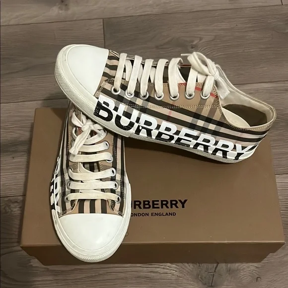 Burberry | Shoes | Burberry Striped Beige And White Sneakers 